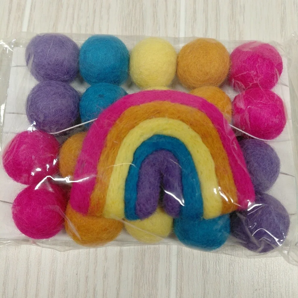 Felt Ball Garland Pom Pom Party Home Table Decor 6 Ft Rainbow Colorful Baby